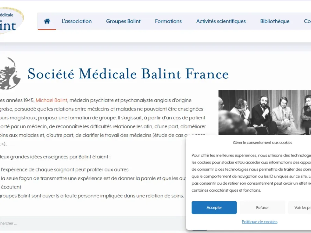 Site de la Société Médicale Balint France — groupes Balint, formations et actualités