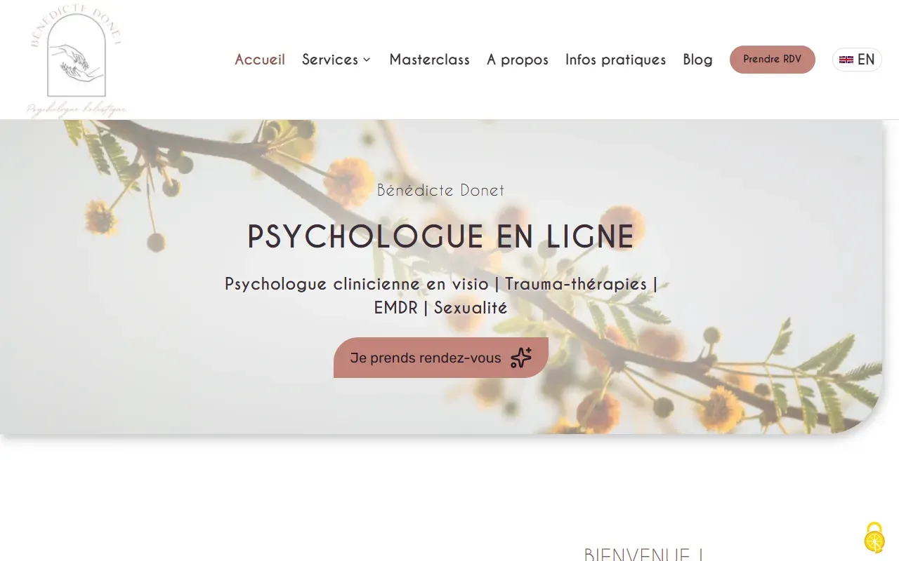Site Bénédicte Donet — psychologue en ligne, refonte WordPress avec optimisation performances et SEO