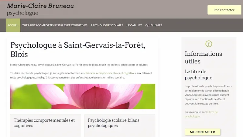 Site web psychologue Marie-Claire Bruneau à Blois — présentation du cabinet