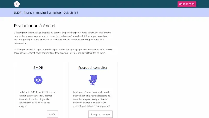 Site psychologue EMDR Côte basque — Audrey Larcebau, capture vitrine